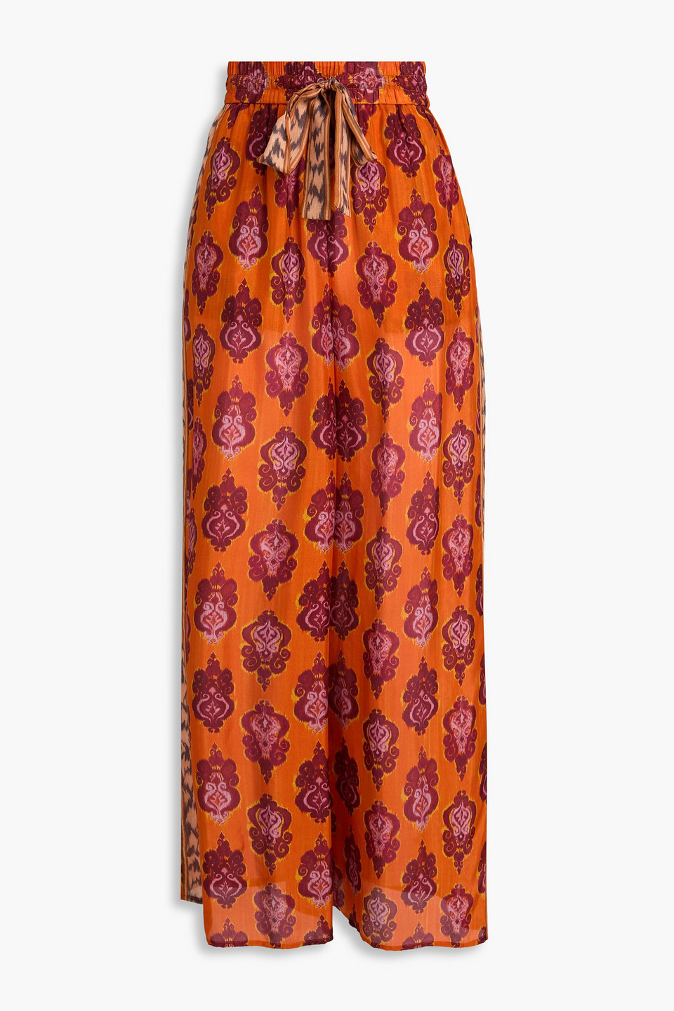 Zimmermann Wylie Printed Silk Crepe De Chine Wide-leg Pants In Orange