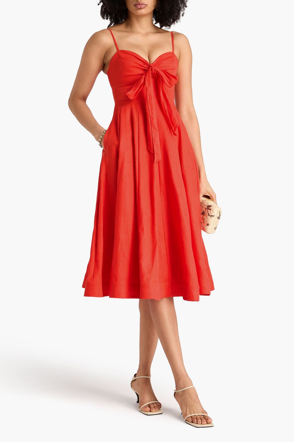 bow-detail linen midi dress ZIMMERMANN Bow-detailed linen midi dress