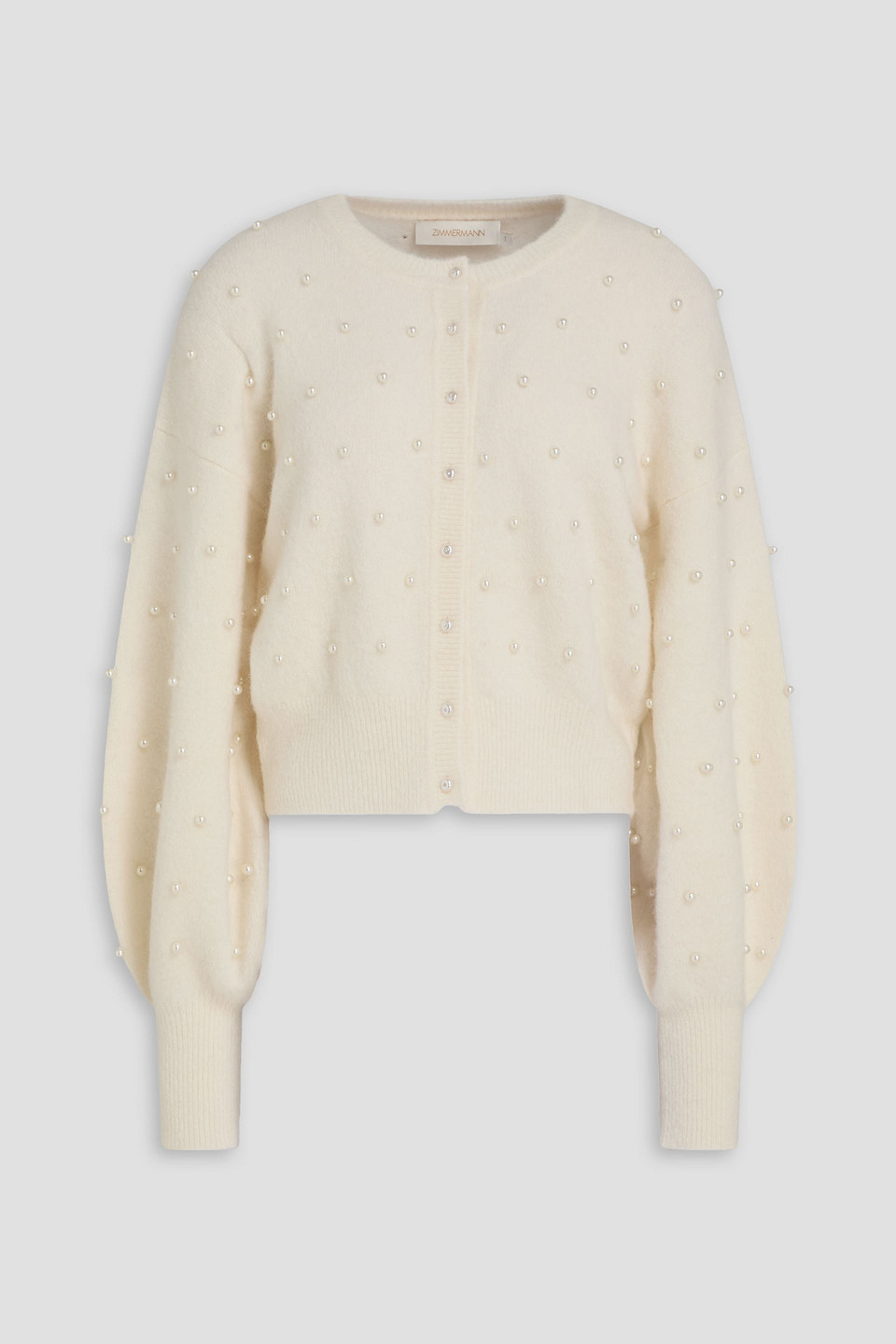 zimmermann - faux pearl-embellished alpaca-blend cardigan - white - 0