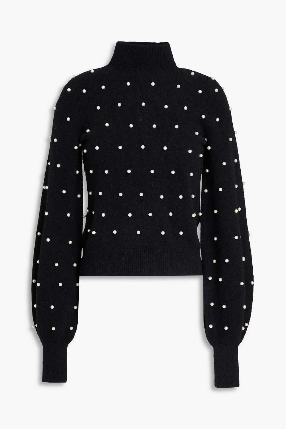 Zimmermann Faux Pearl-embellished Alpaca-blend Turtleneck Sweater In Black