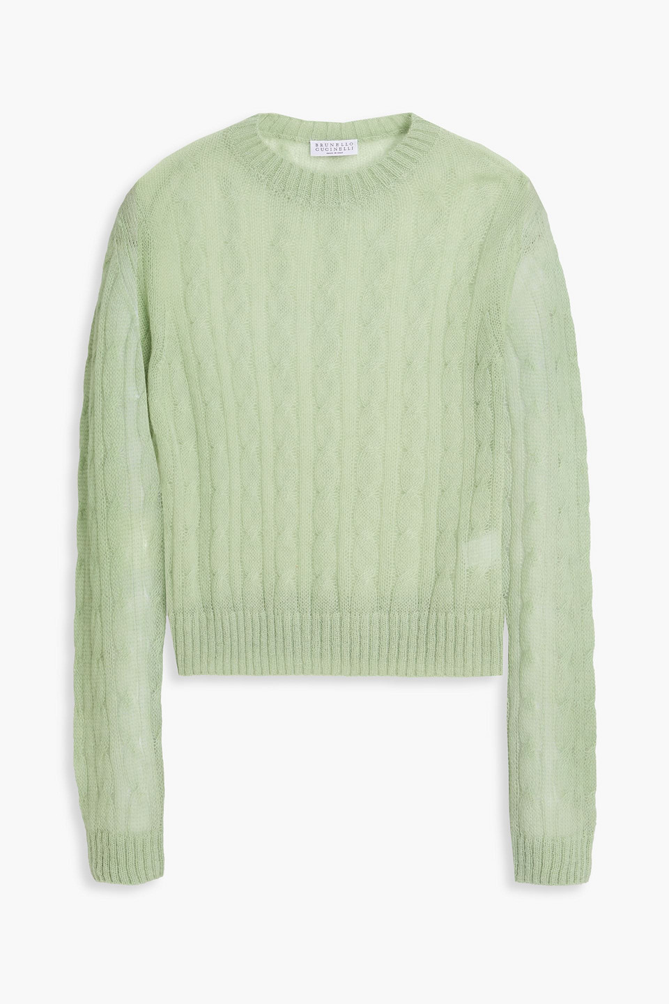 Brunello Cucinelli Cable-knit Mohair-blend Sweater In Green