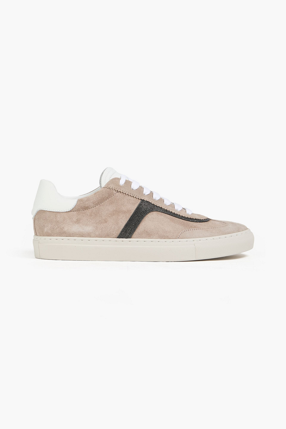 brunello cucinelli - bead-embellished suede sneakers - neutral - eu 37.5