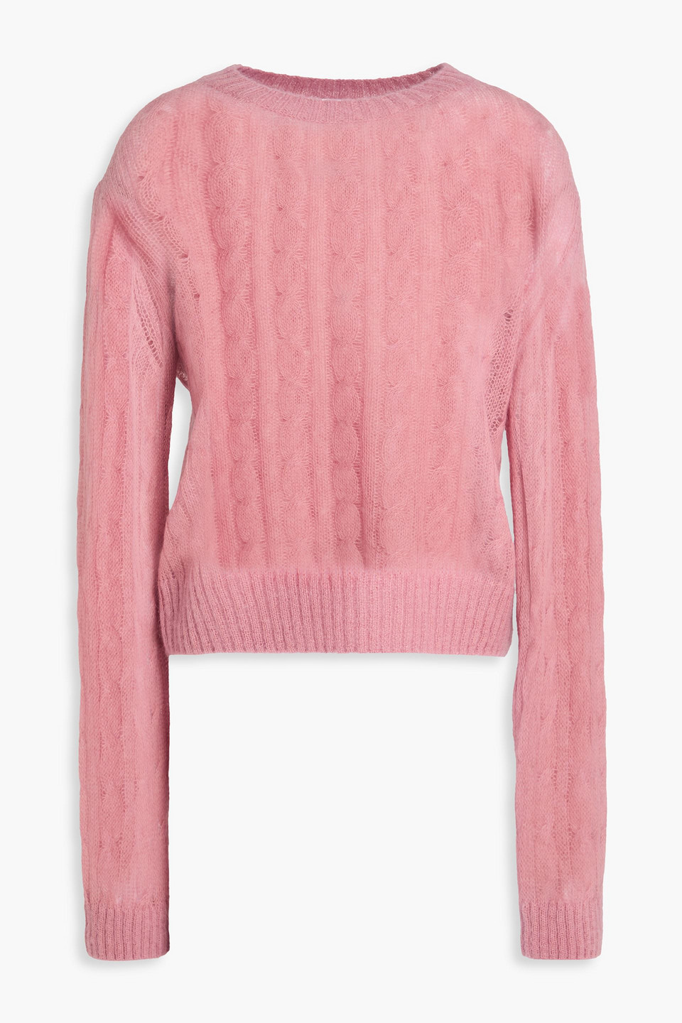Brunello Cucinelli Cable-knit Mohair-blend Sweater In Pink