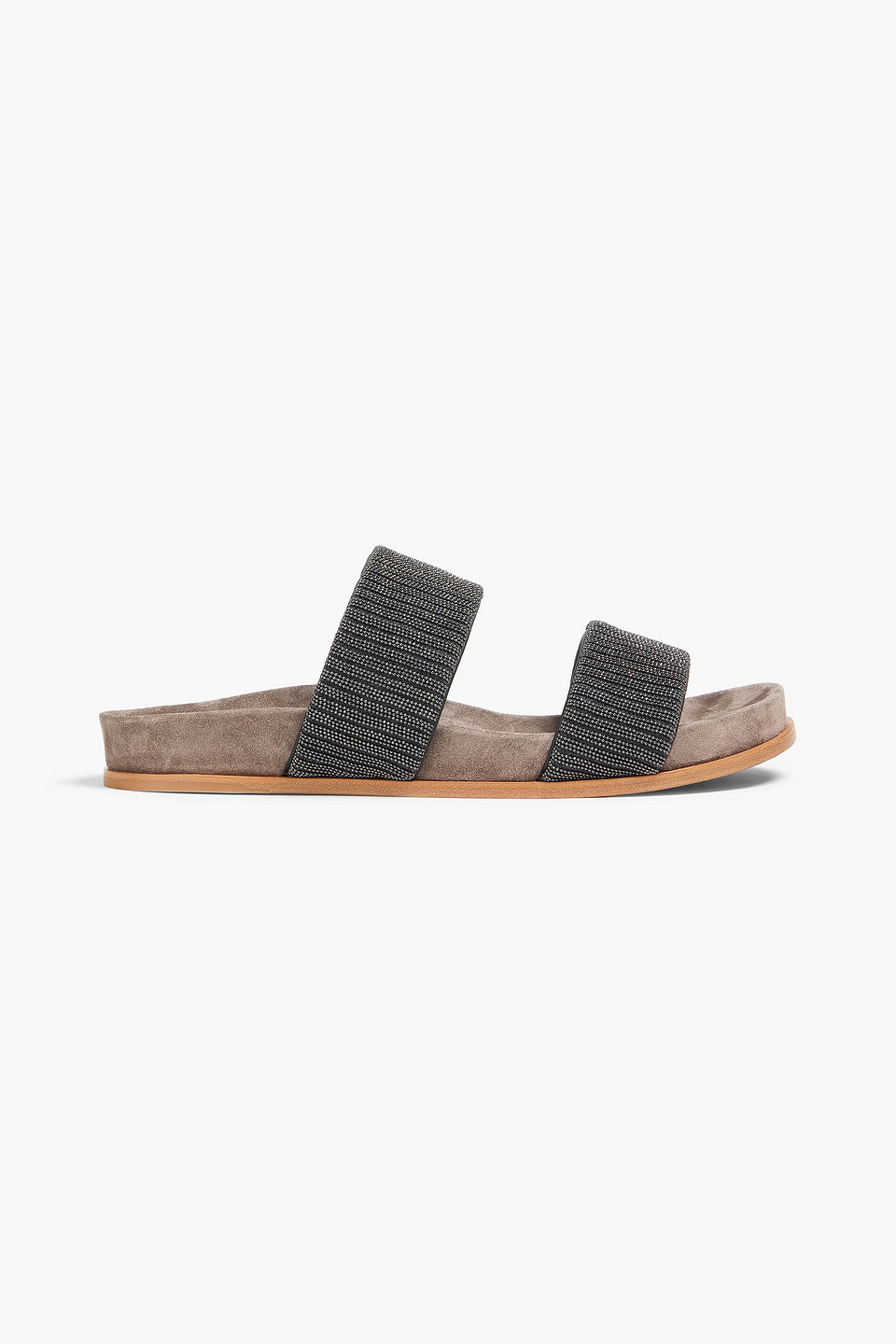 brunello cucinelli - bead-embellished leather sandals - gray - eu 36