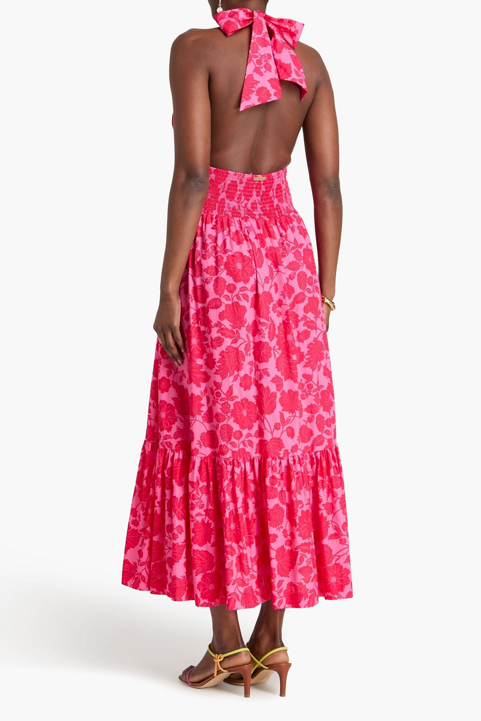  Heidi Klein - Neckholder-midikleid Aus Popeline Aus Einer Baumwollmischung Mit Floralem Print - Pink - M 