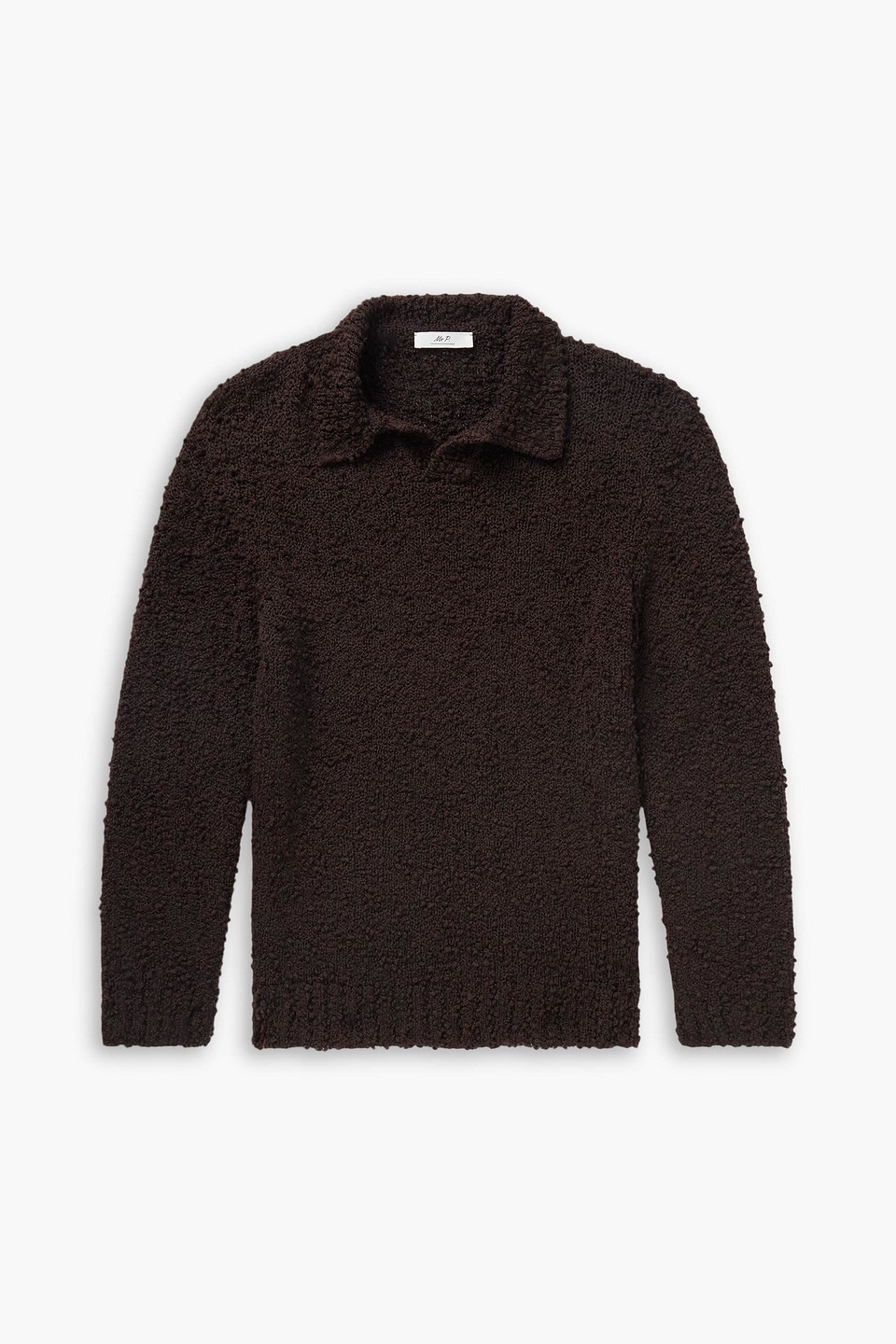 mr p. - bouclé-knit merino wool-blend polo shirt - brown - xs