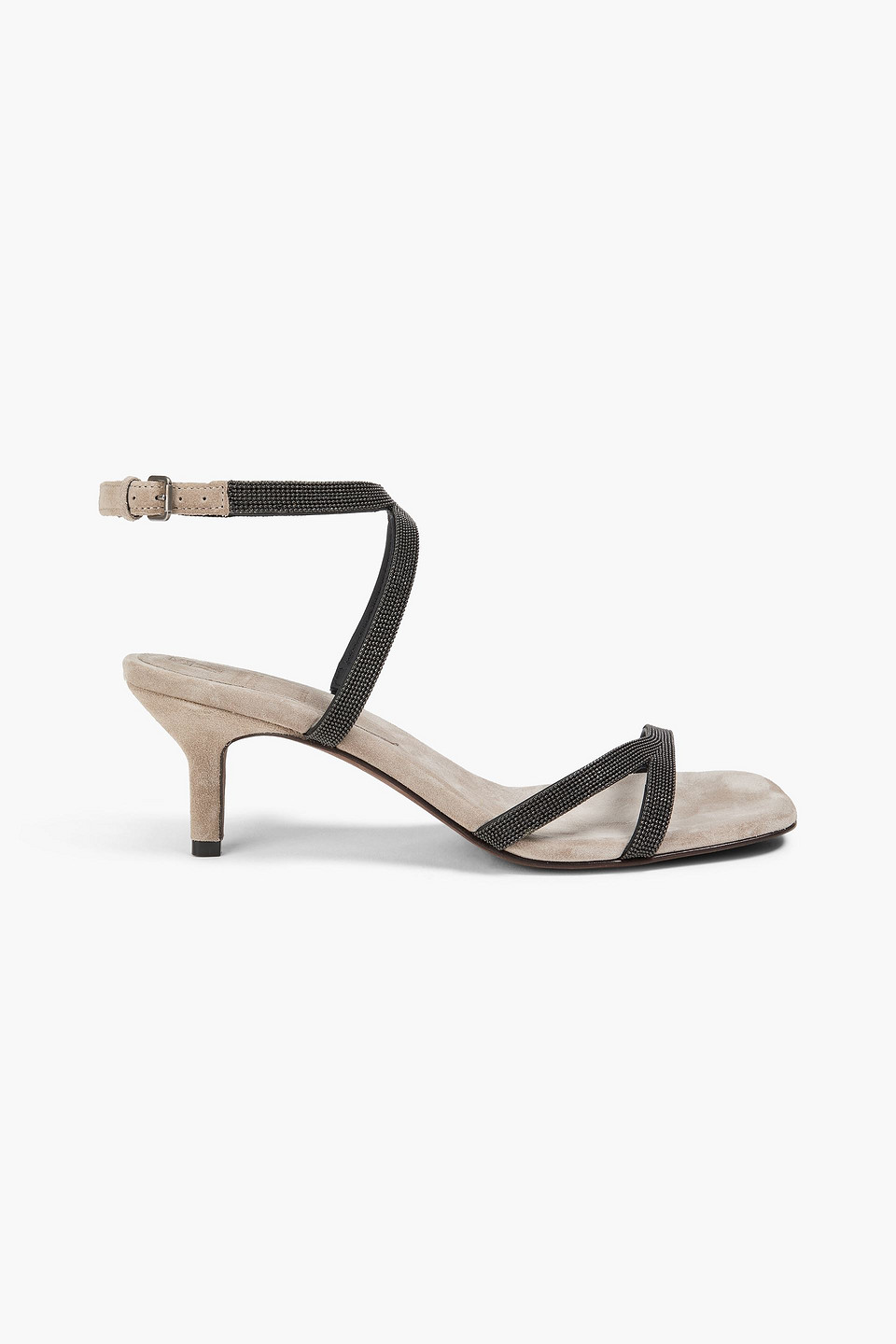 brunello cucinelli - bead-embellished suede sandals - gray - eu 36