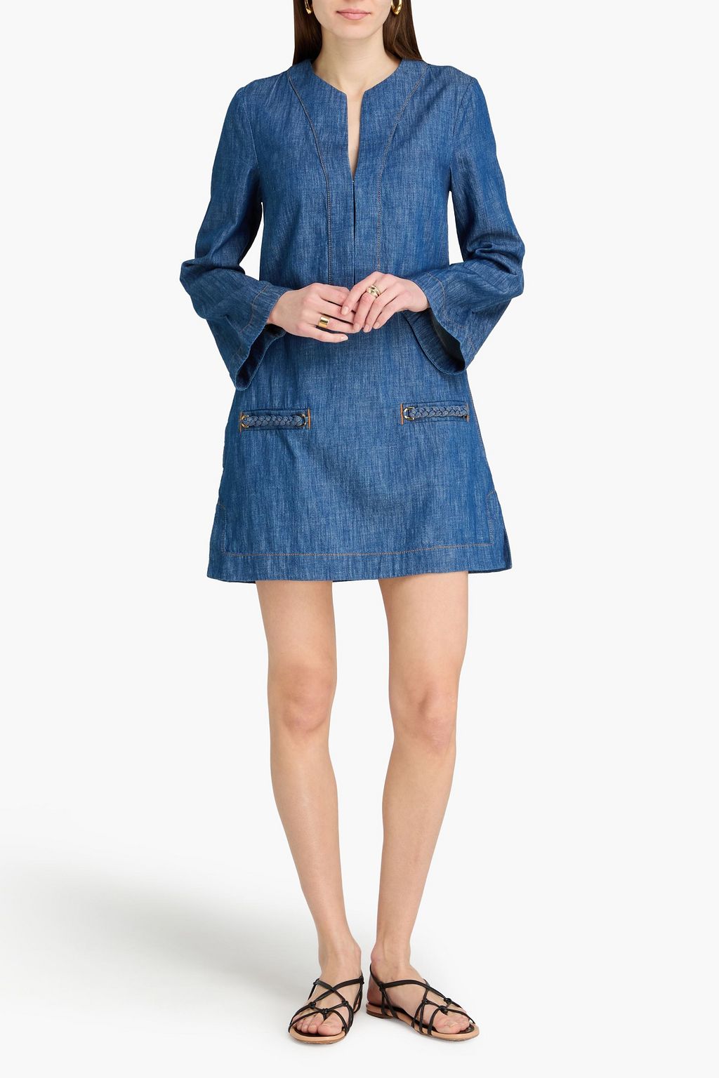 zimmermann denim tunic dress Zimmermann Railway Blue Wylie Denim Tunic Dress