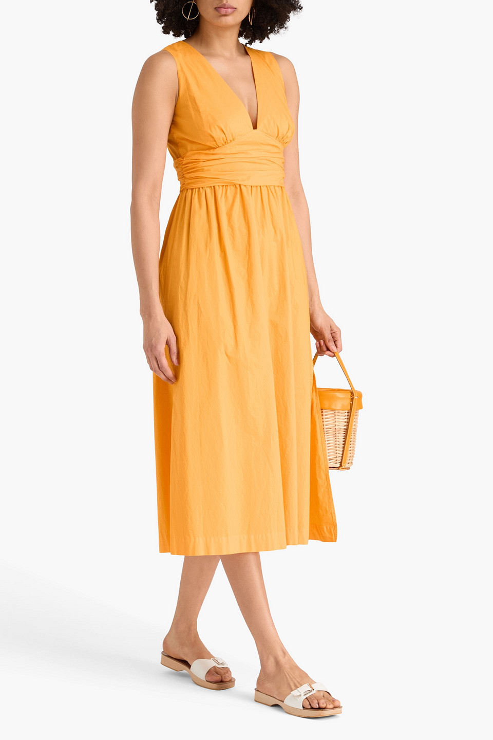  Heidi Klein - Gerafftes Midikleid Aus Baumwollpopeline - Gelb - S 