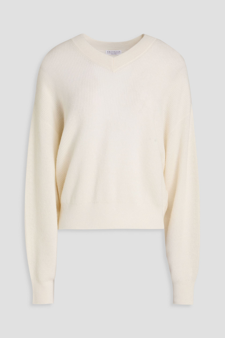 Brunello Cucinelli Ribbed Alpaca And Cotton-blend Sweater In Neutral