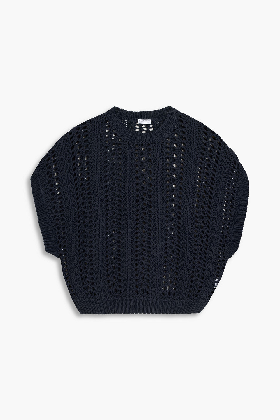 Brunello Cucinelli Open-knit Cotton Vest In Blue