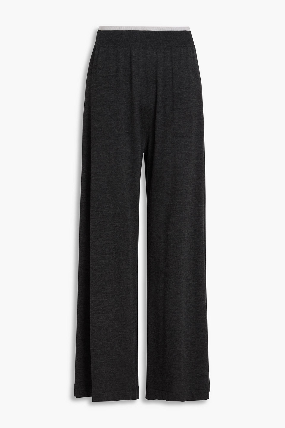 Brunello Cucinelli Wool And Cashmere-blend Wide-leg Trousers In Grey