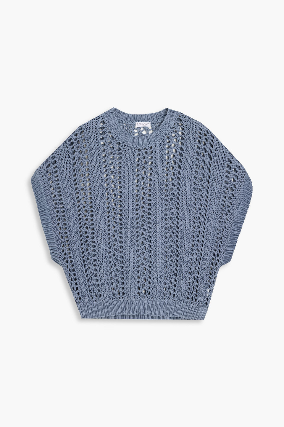 Brunello Cucinelli Open-knit Cotton Vest In Blue