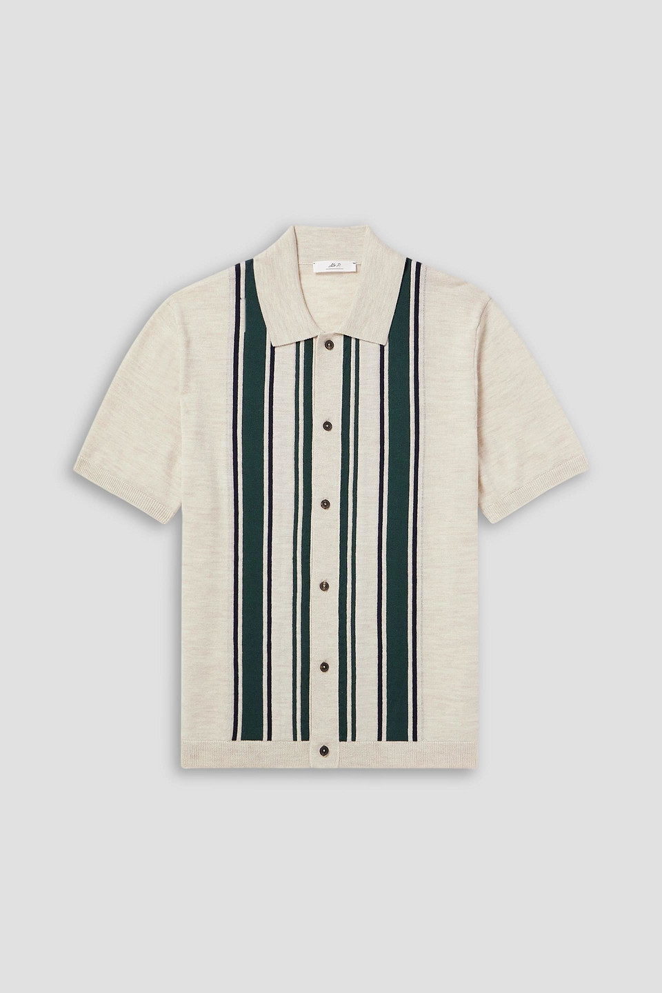 mr p. - golf striped merino wool polo shirt - white - s