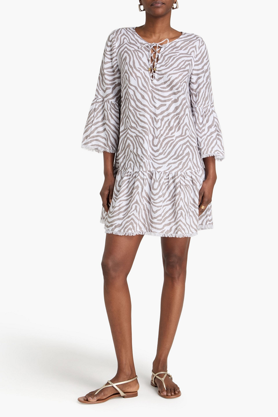  Heidi Klein - Tunika Aus Leinen Mit Zebra-print - Neutral - Xs 