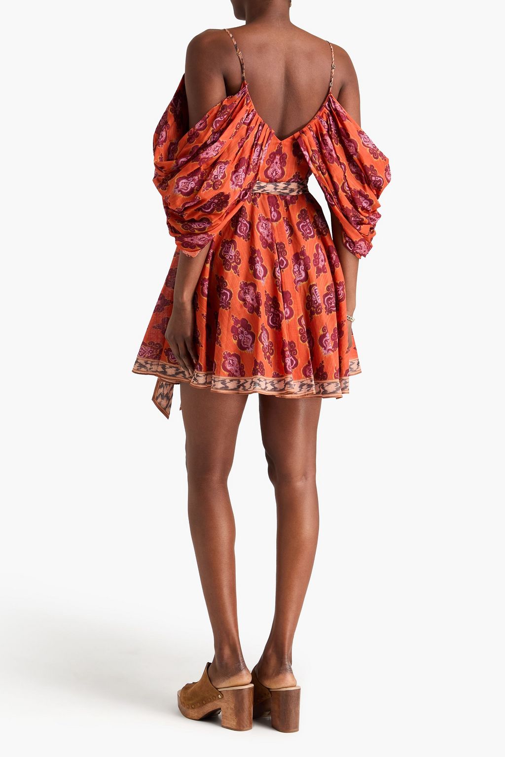 long sleeve maxi wrap dress Anna Kosturova | Silk Long Sleeve Wrap Dress Fuchsia Orange | Tie Dye