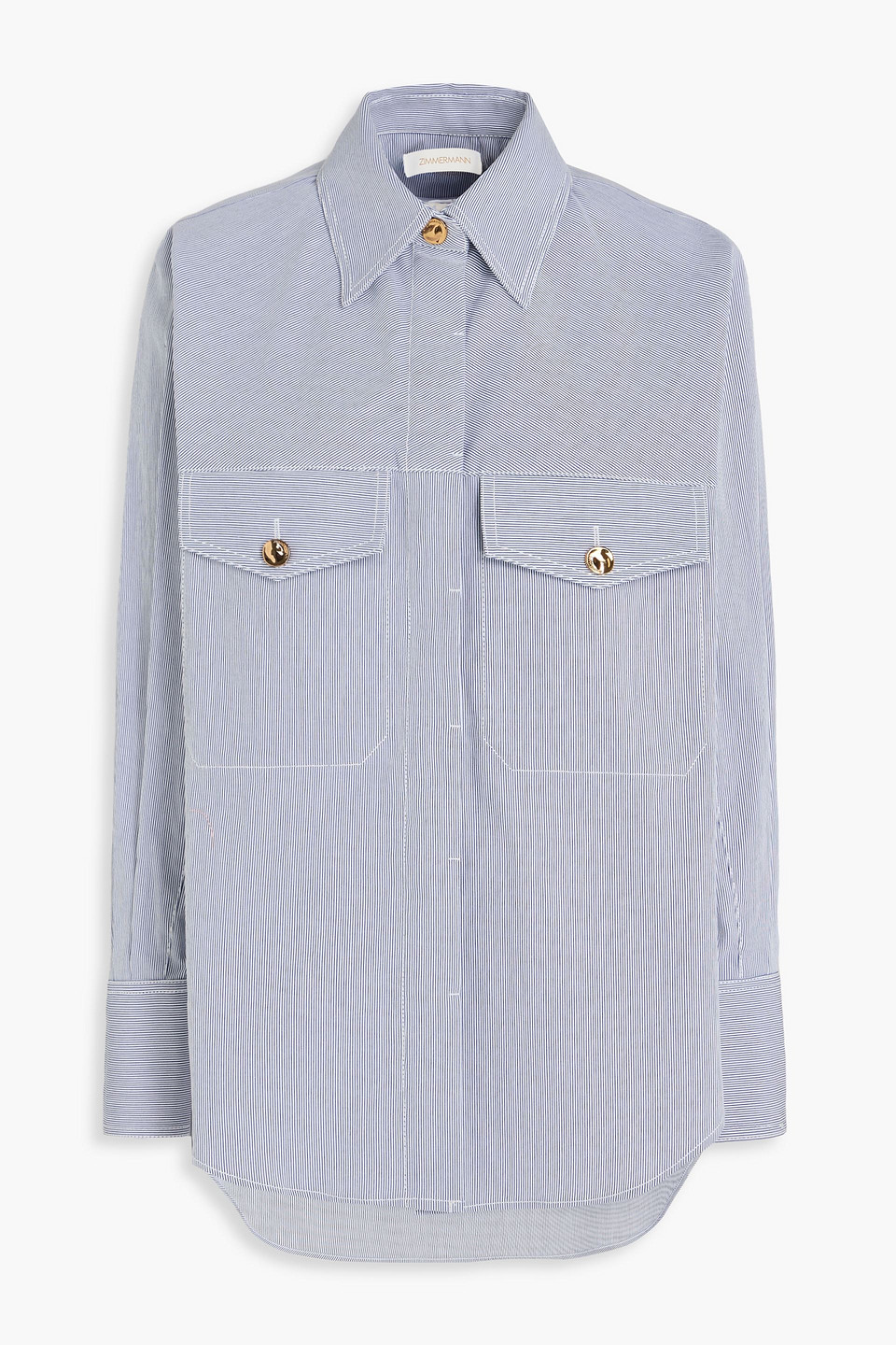 Zimmermann Striped Cotton-blend Shirt In Blue