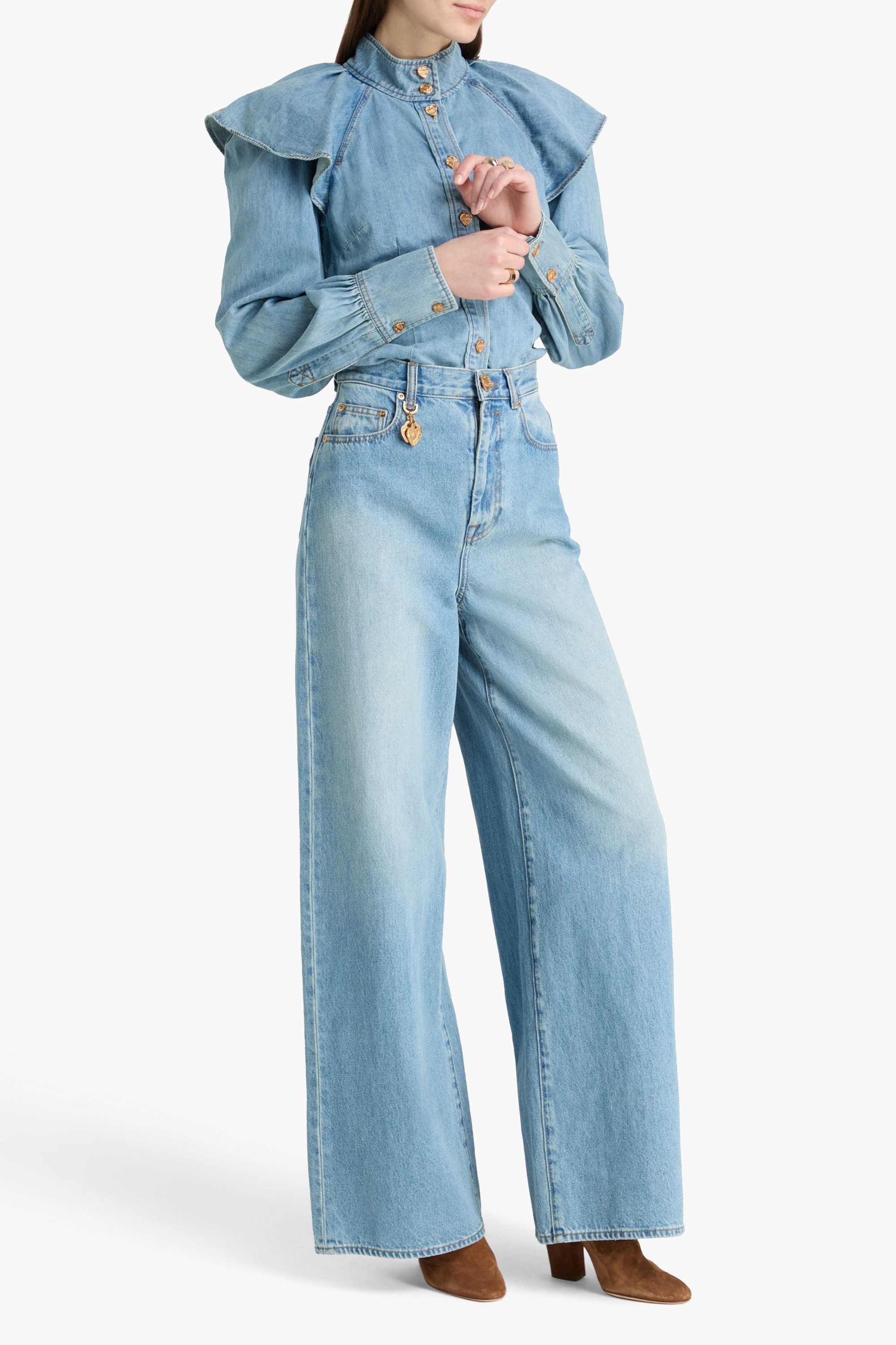 Zimmermann Faded high-rise wide-leg jeans