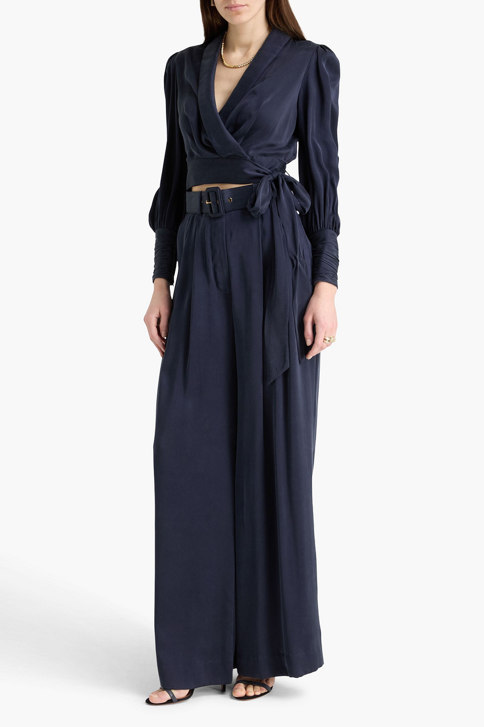  Zimmermann - Cropped Wickelbluse Aus Vorgewaschener Seide - Blau - 0 