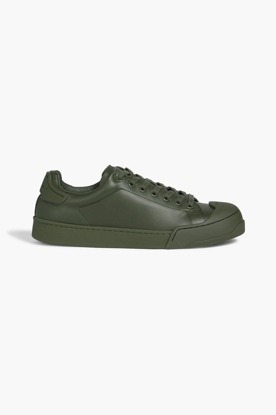 Marni Dada Rubber-trimmed Leather Sneakers In Green