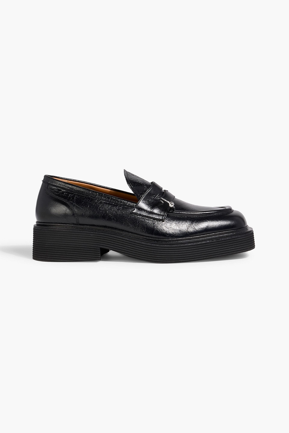 marni - piercing glossed-leather penny loafers - black - eu 45