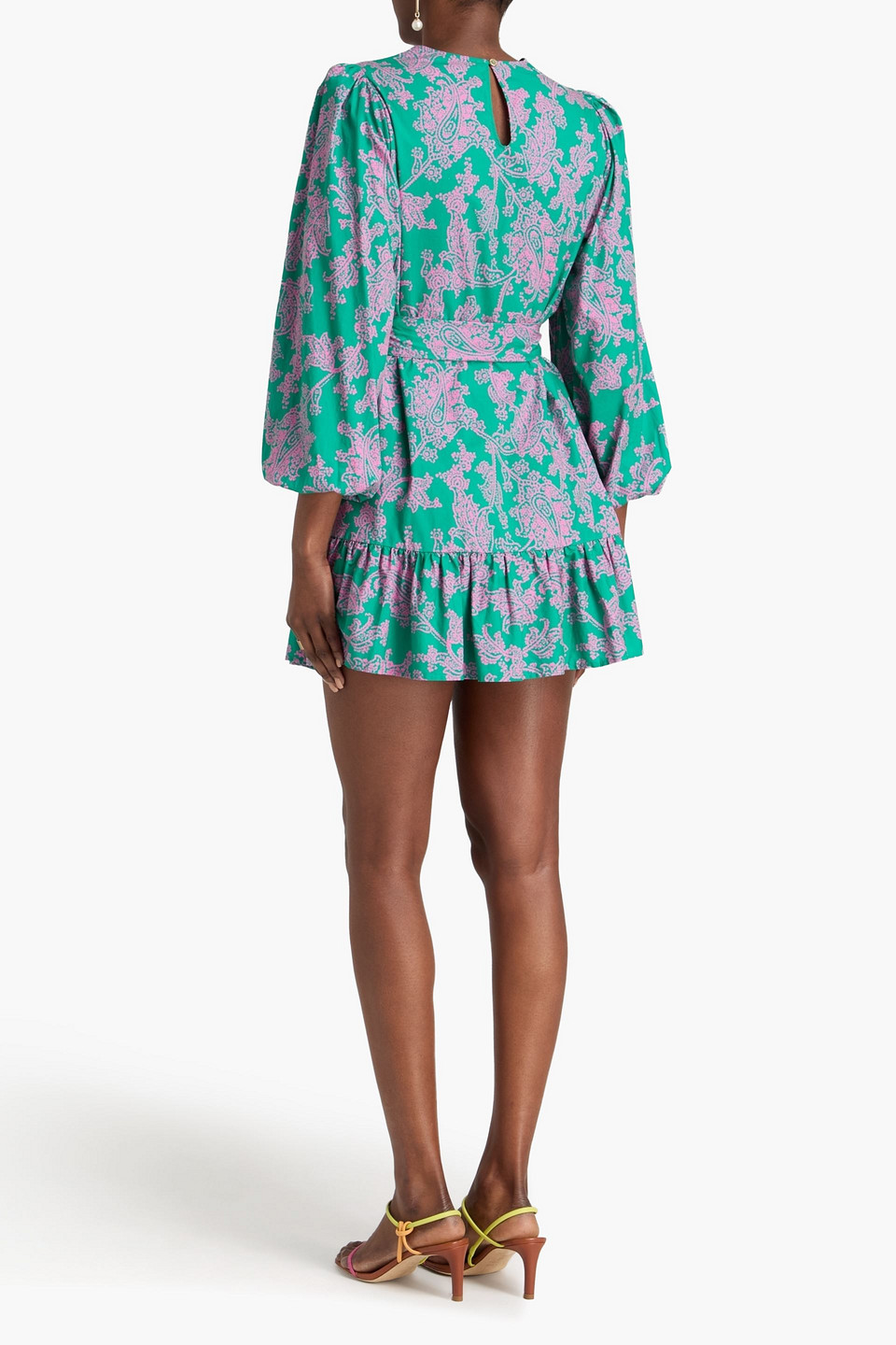  Heidi Klein - Minikleid Aus Popeline Aus Einer Baumwollmischung Mit Paisley-print Und Gürtel - Grün - Xs 