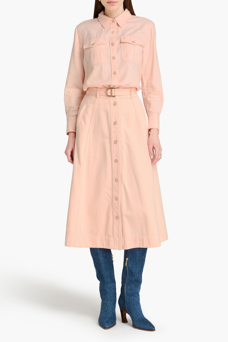  Zimmermann - Midirock Aus Baumwoll-twill Mit Gürtel - Pink - 00 