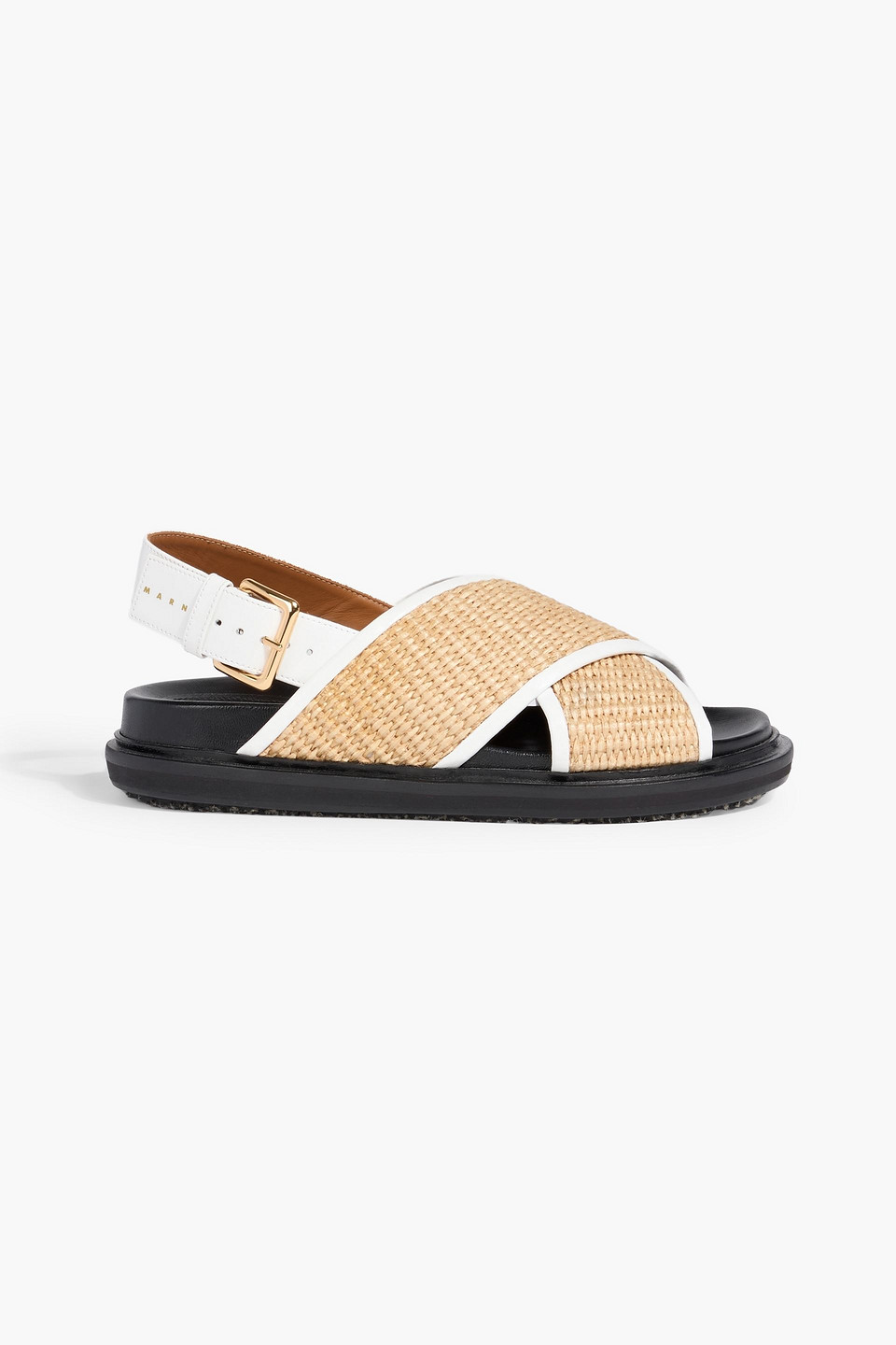 marni - fussbett faux raffia and leather slingback sandals - neutral - eu 35
