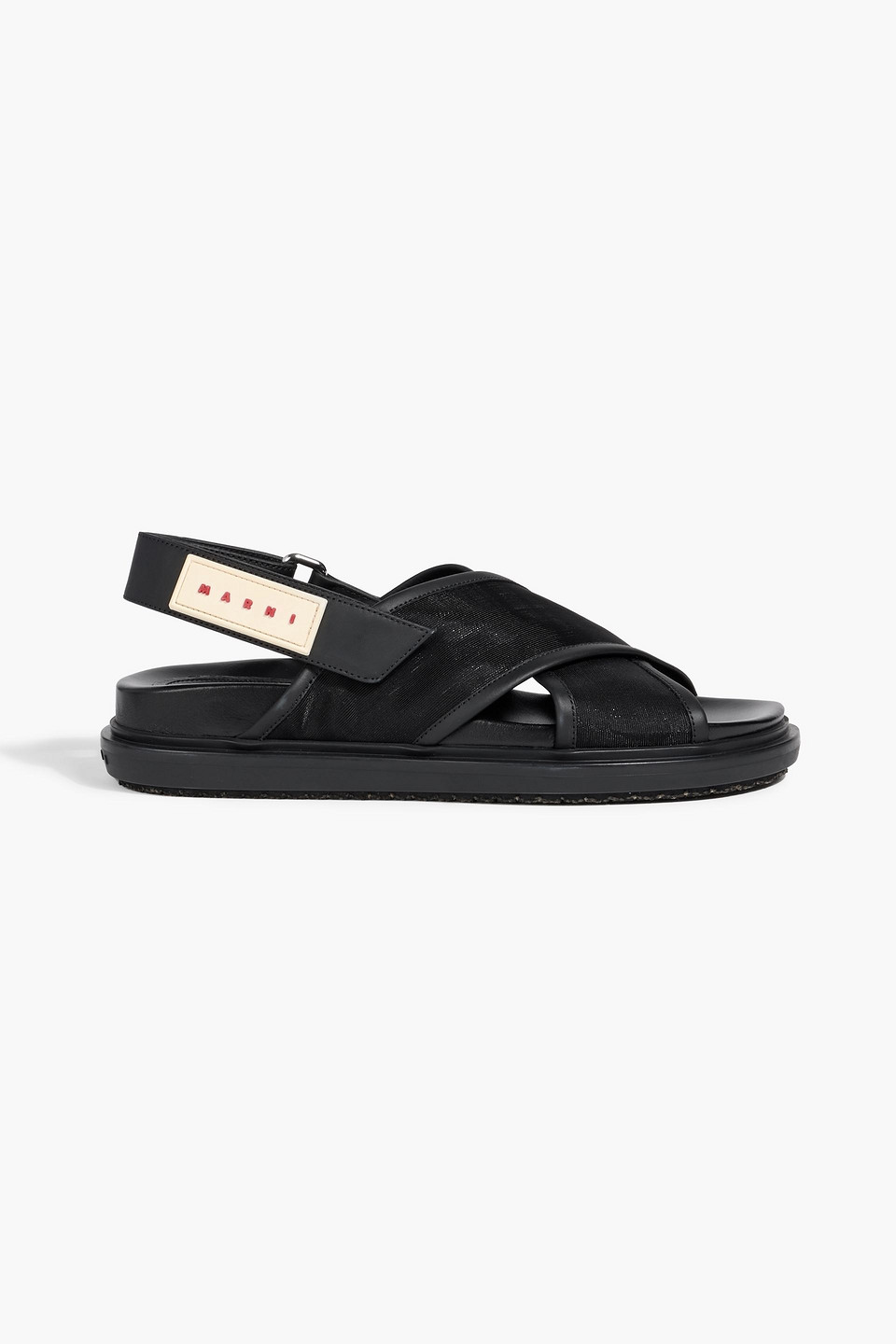 marni - fussbett leather-trimmed shell slingback sandals - black - eu 36
