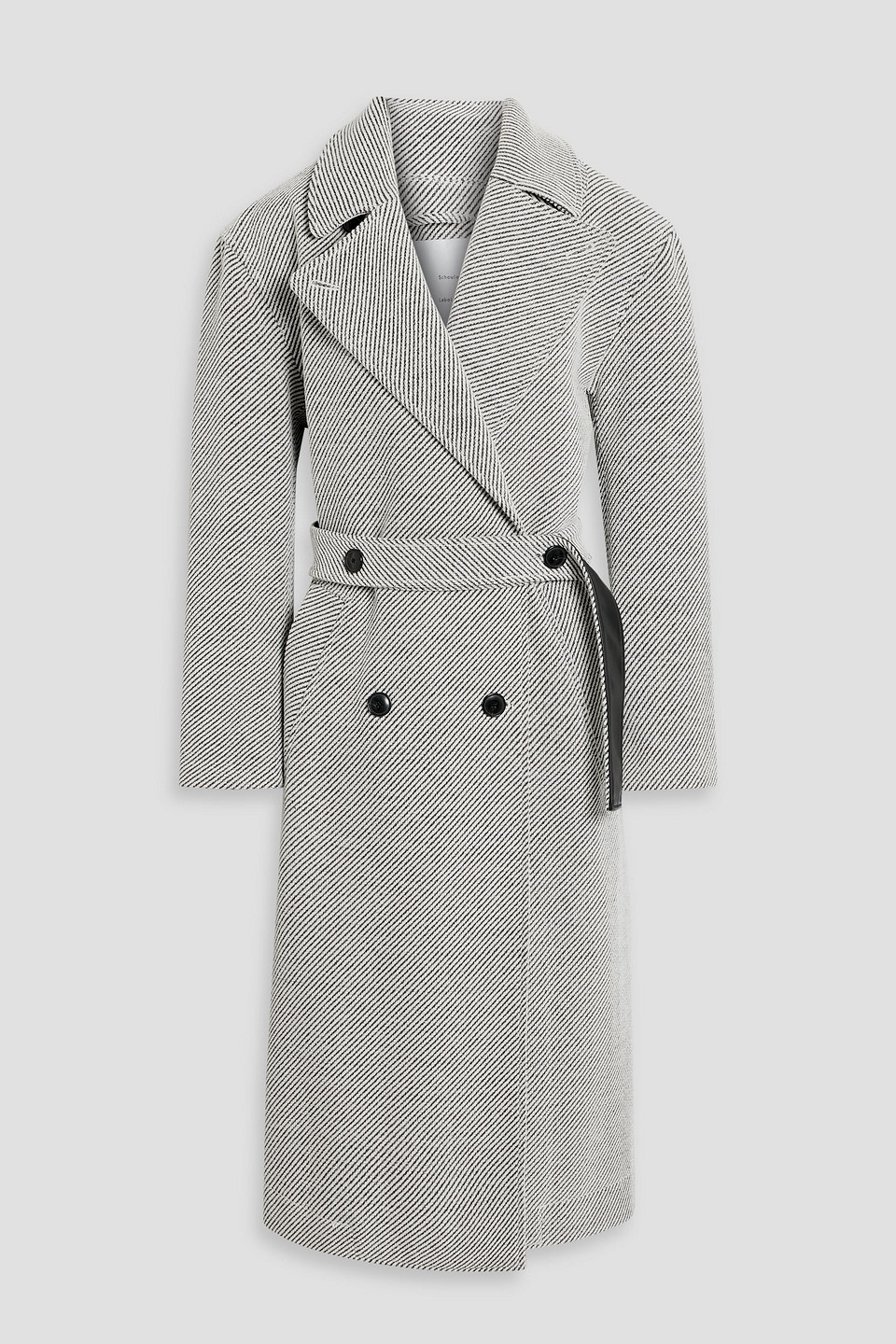 Proenza Schouler Ronan Belted Double-breasted Twill Coat In Gray