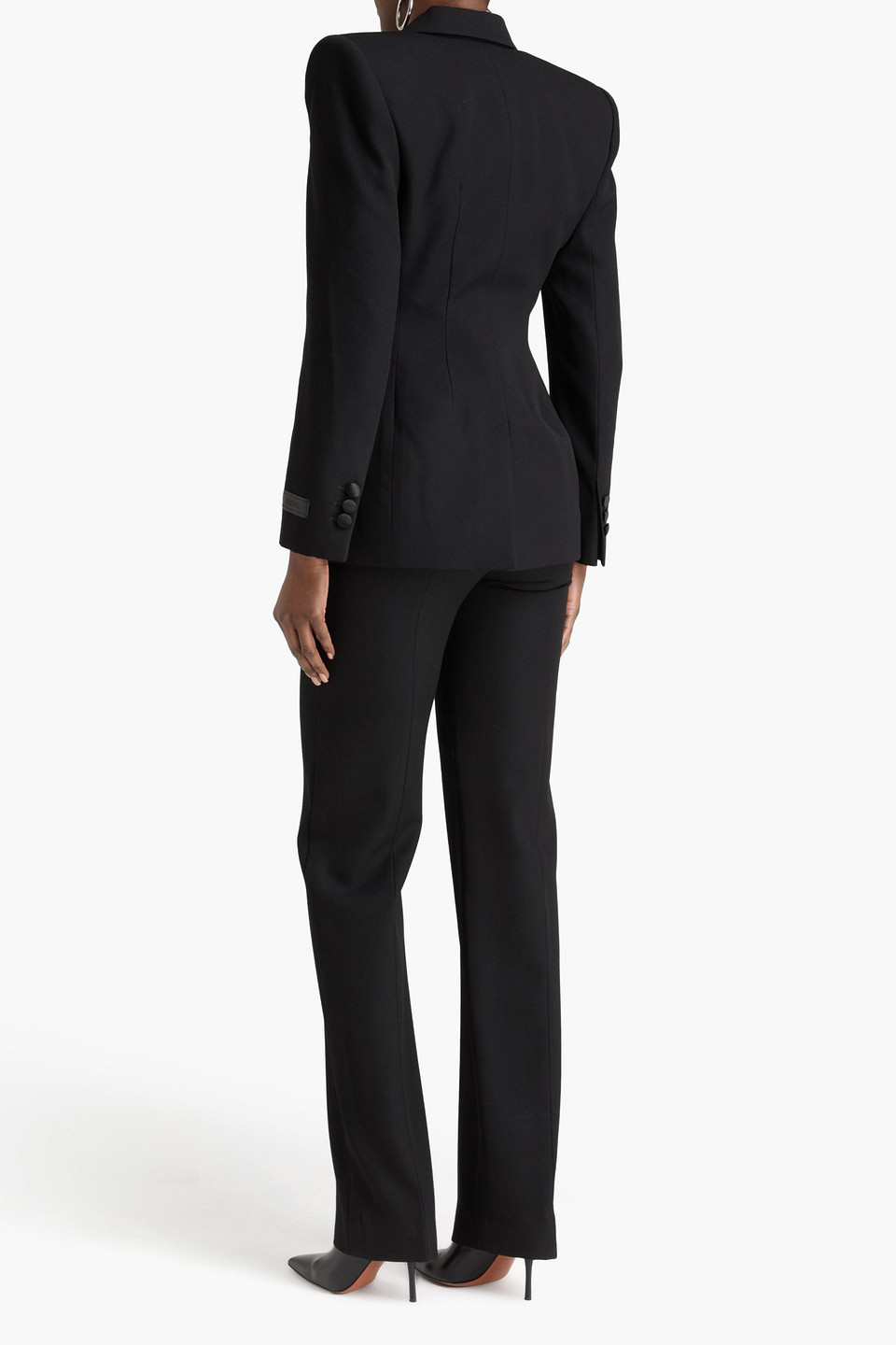  Versace - Doppelreihiger Blazer Aus Grain De Poudre Aus Wolle Mit Satinbesatz Und Verzierung - Schwarz - It 36 