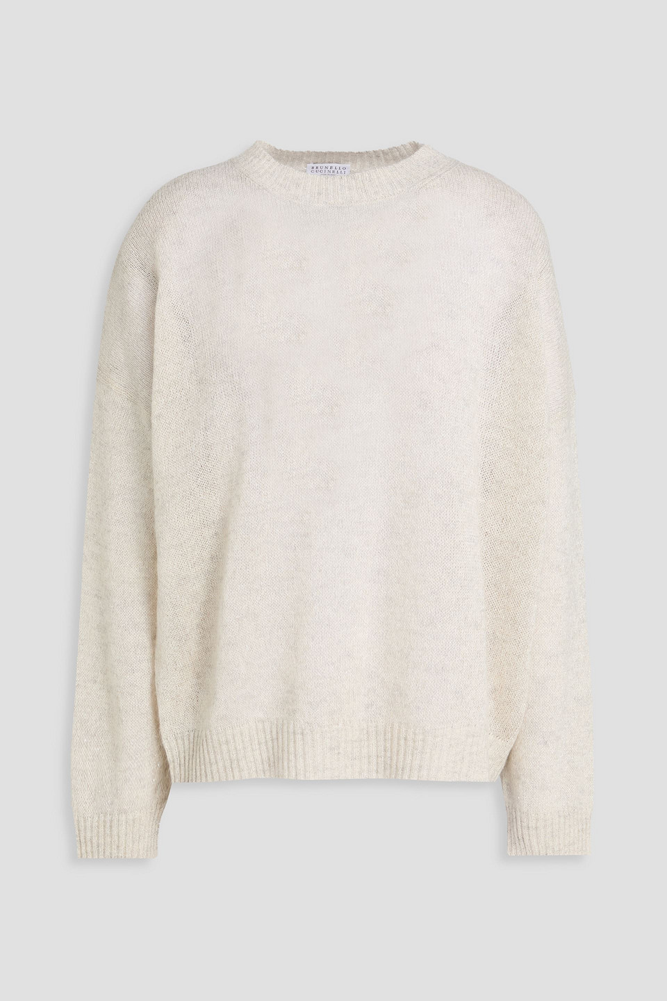 brunello cucinelli - metallic knitted sweater - white - xxs