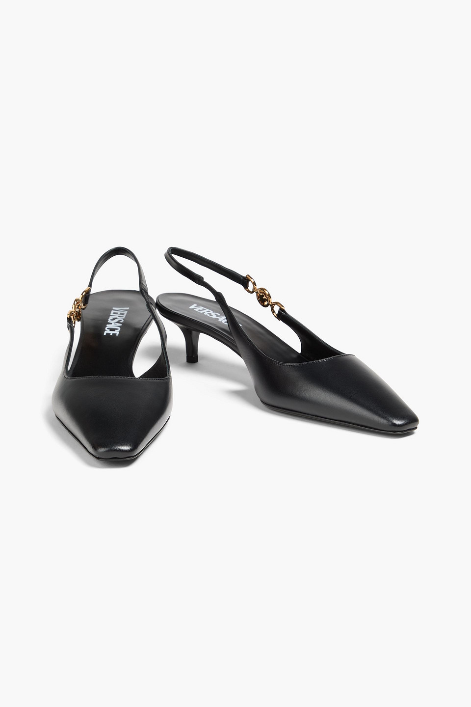  Versace - Slingback-pumps Aus Lackleder Mit Verzierung - Schwarz - Eu 35 