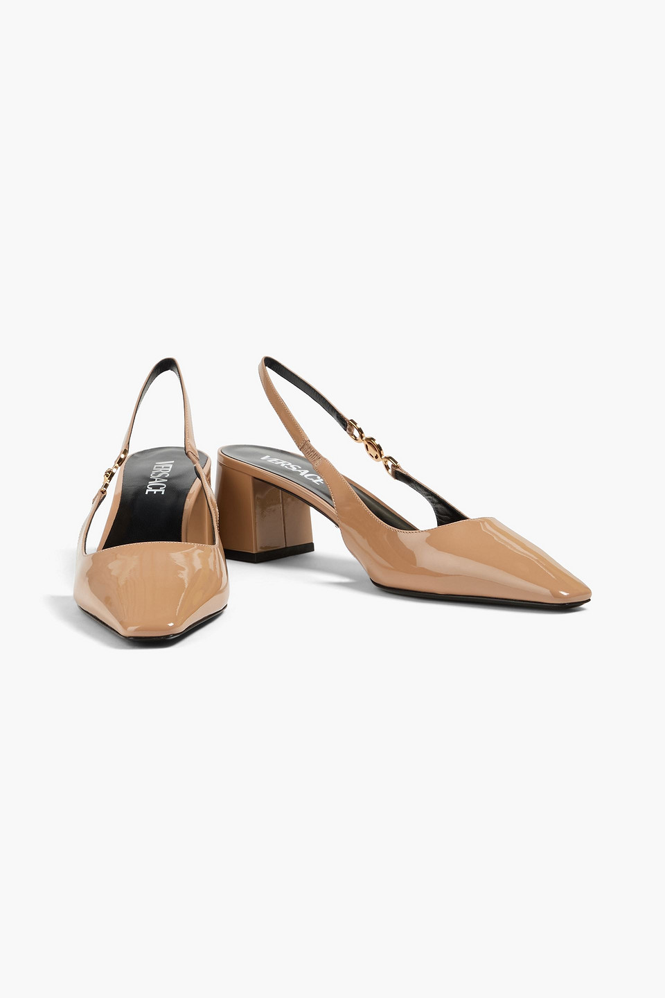  Versace - Slingback-pumps Aus Lackleder Mit Verzierung - Neutral - Eu 41 