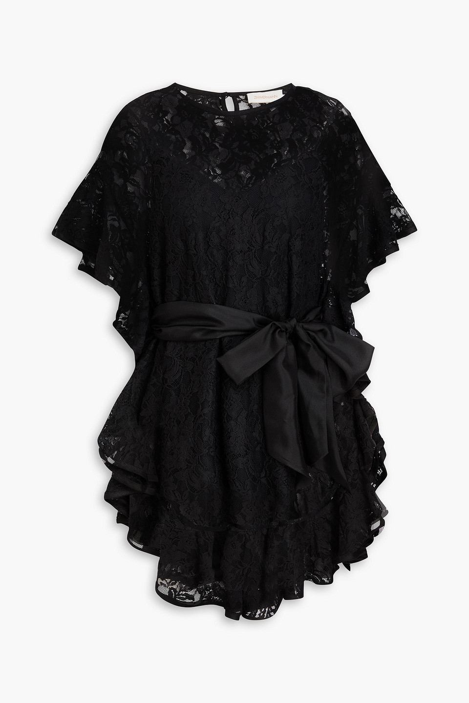 zimmermann - ruffled lace top - black - 00