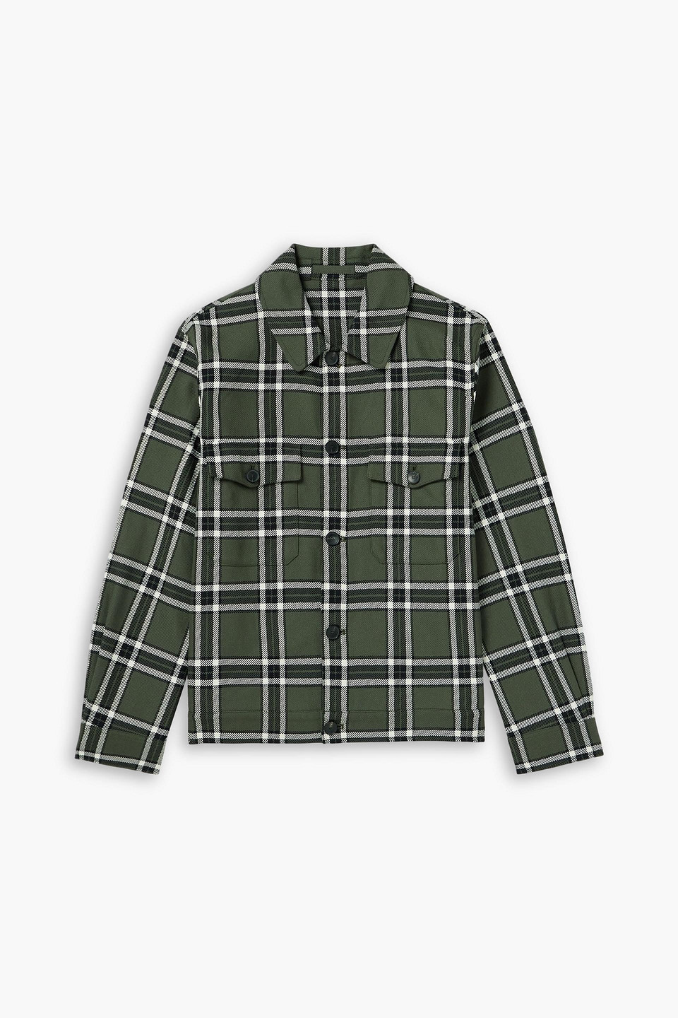 mr p. - checked cotton overshirt - green - xs