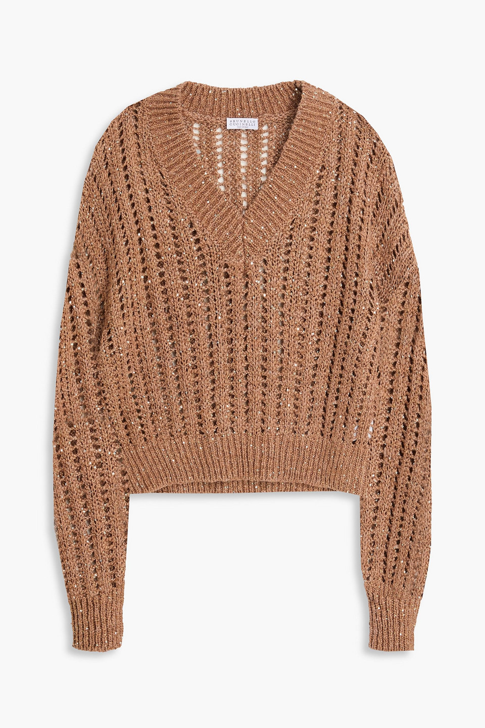Brunello Cucinelli Open-knit Sweater In Brown