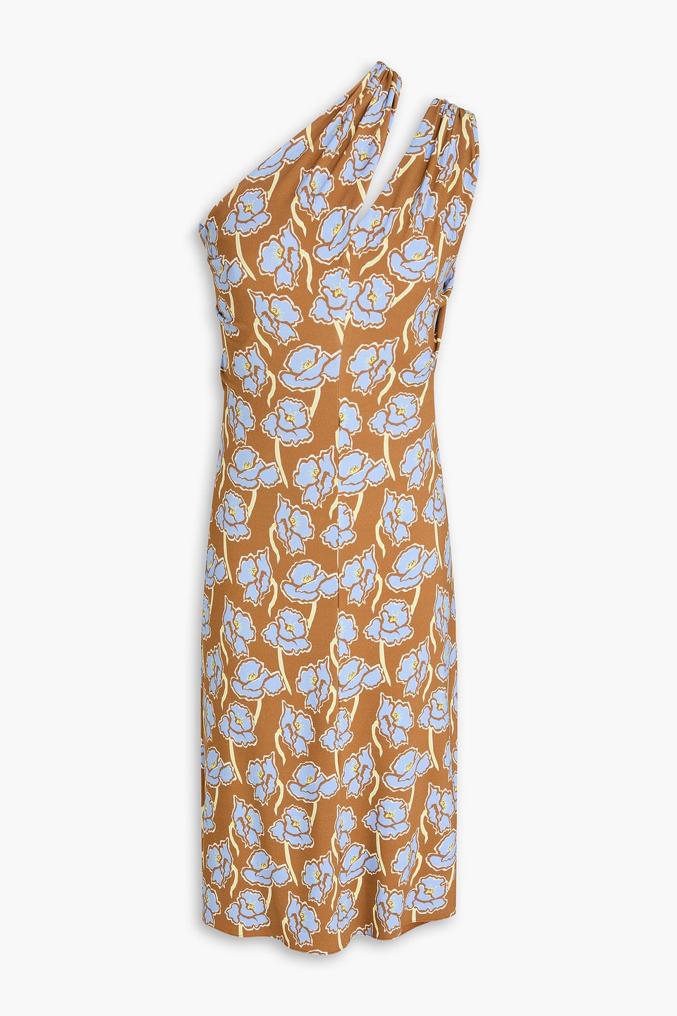 versace - one-shoulder cutout floral-print stretch-jersey dress - brown - it 40