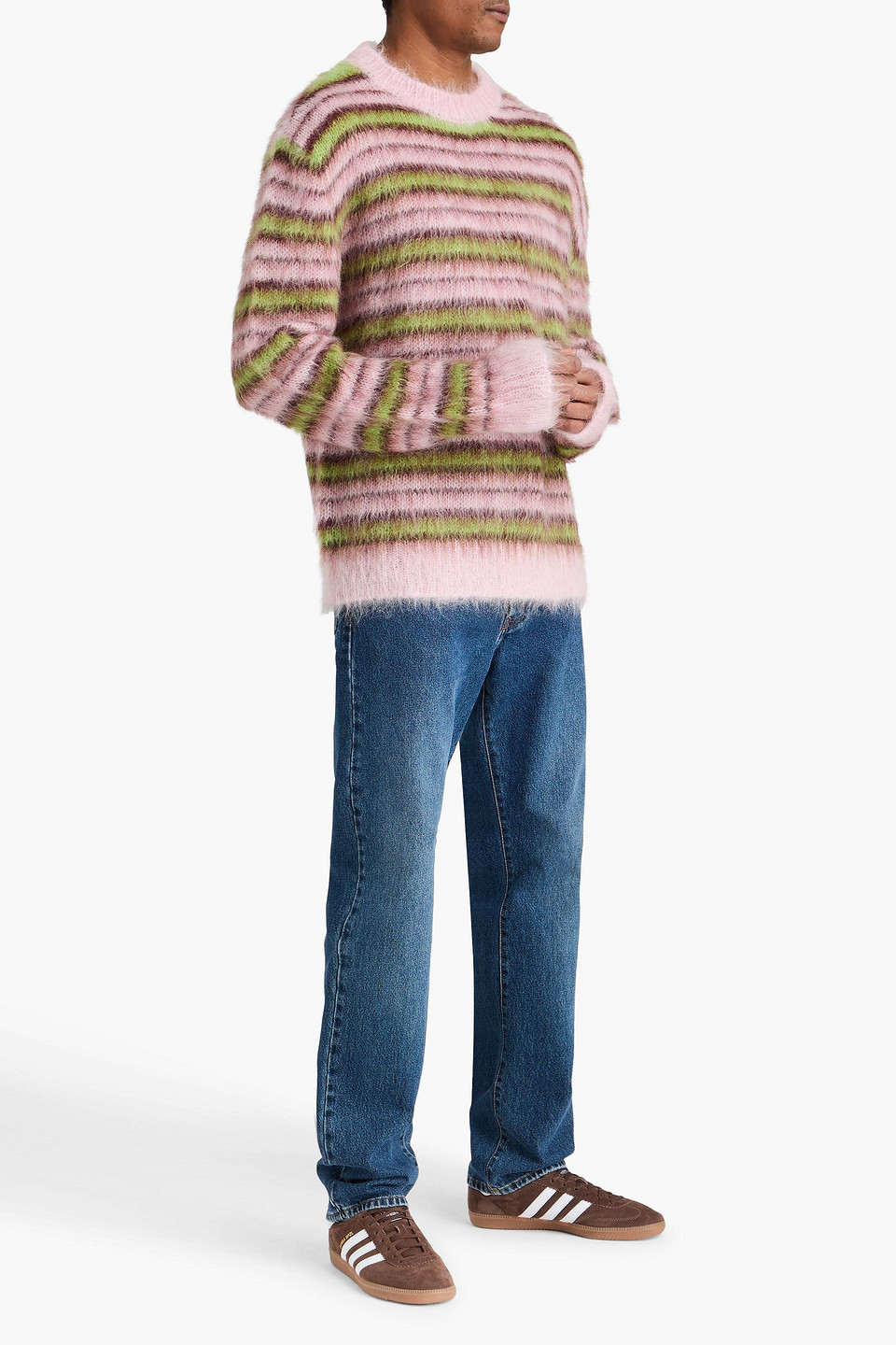  Marni - Gestreifter Pullover Aus Einer Mohairmischung - Pink - It 50 