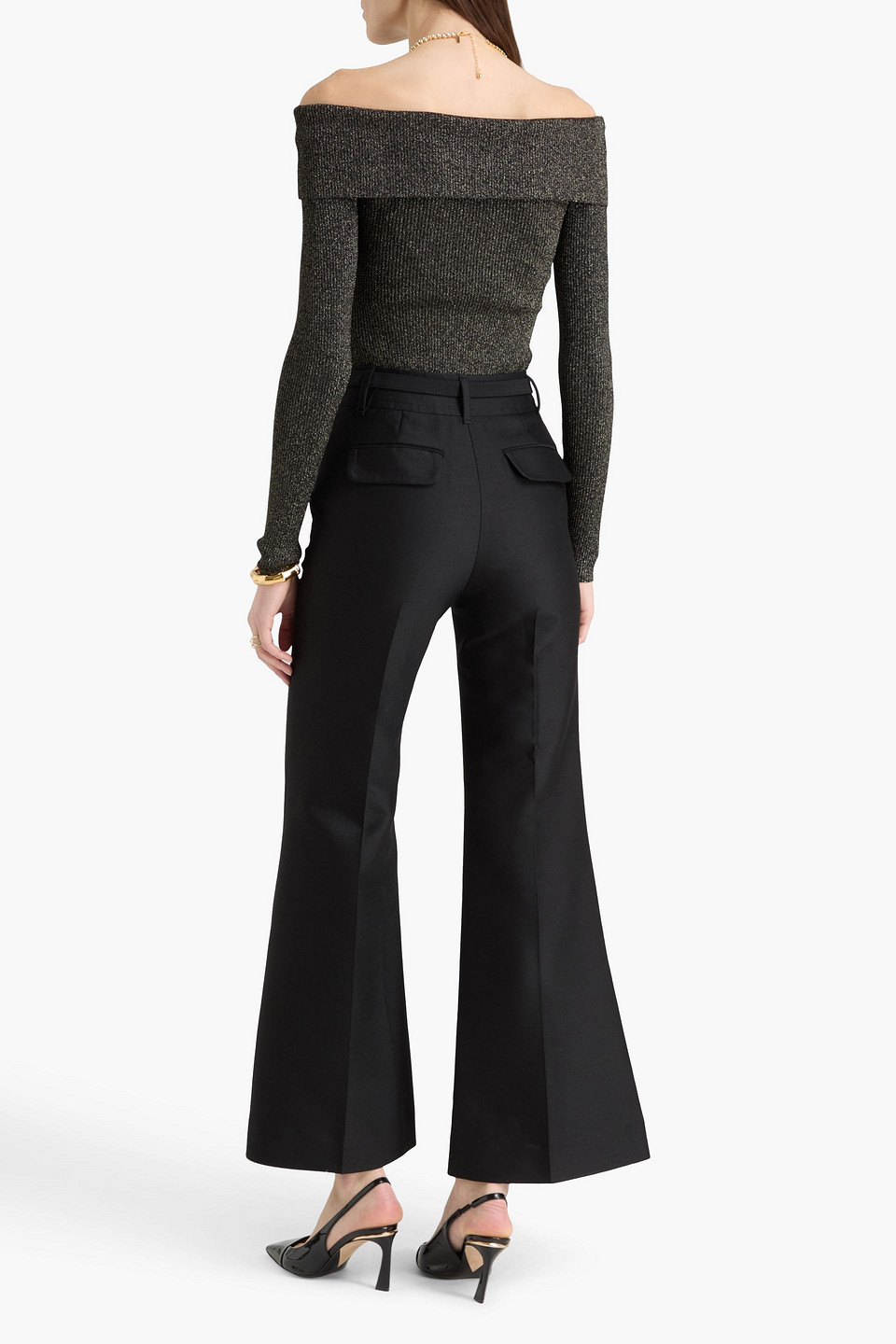  Zimmermann - Schulterfreies Oberteil Aus Rippstrick Mit Metallic-effekt - Schwarz - 00 