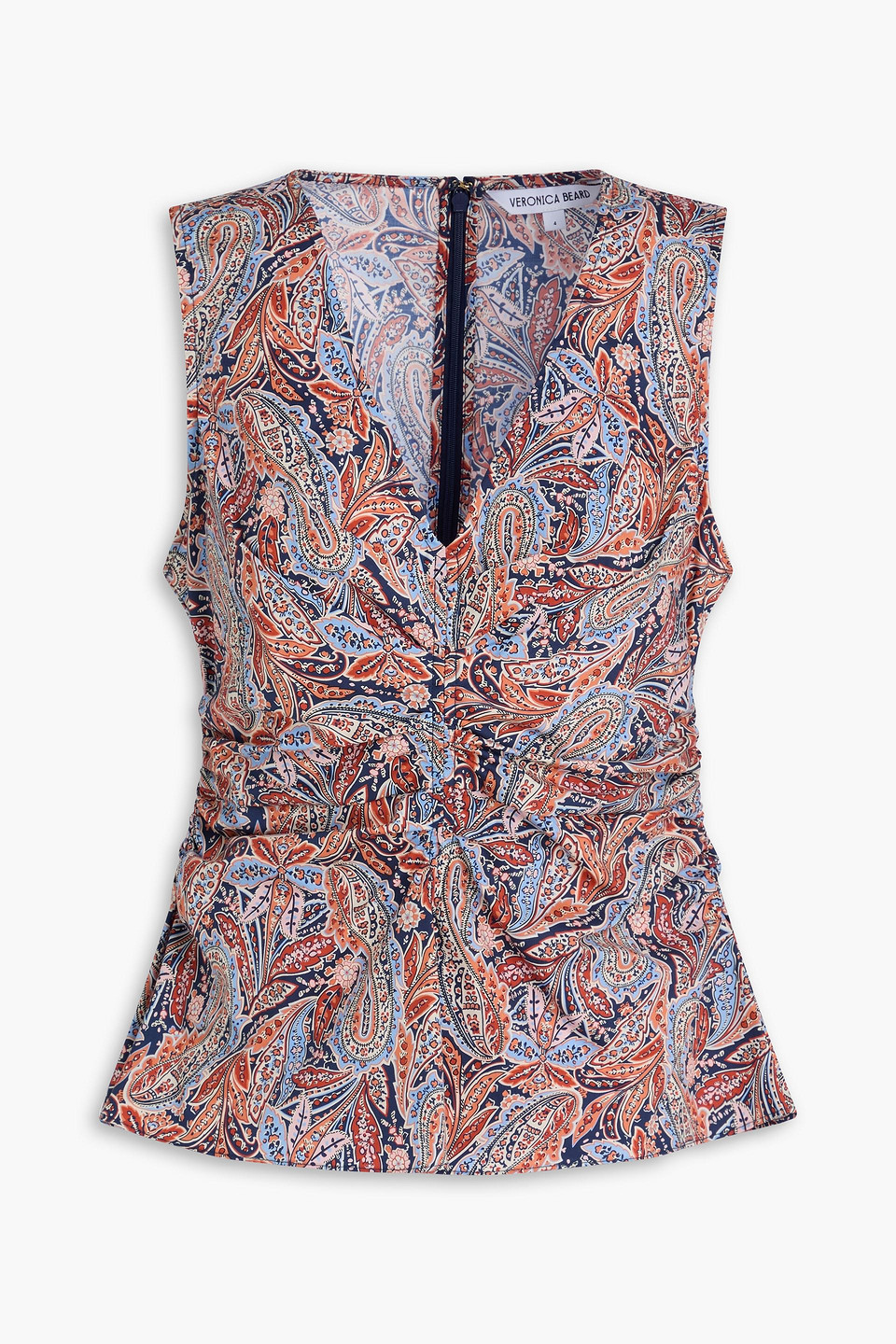 veronica beard - aiden ruched paisley-print cotton-blend top - multicolor - us 4