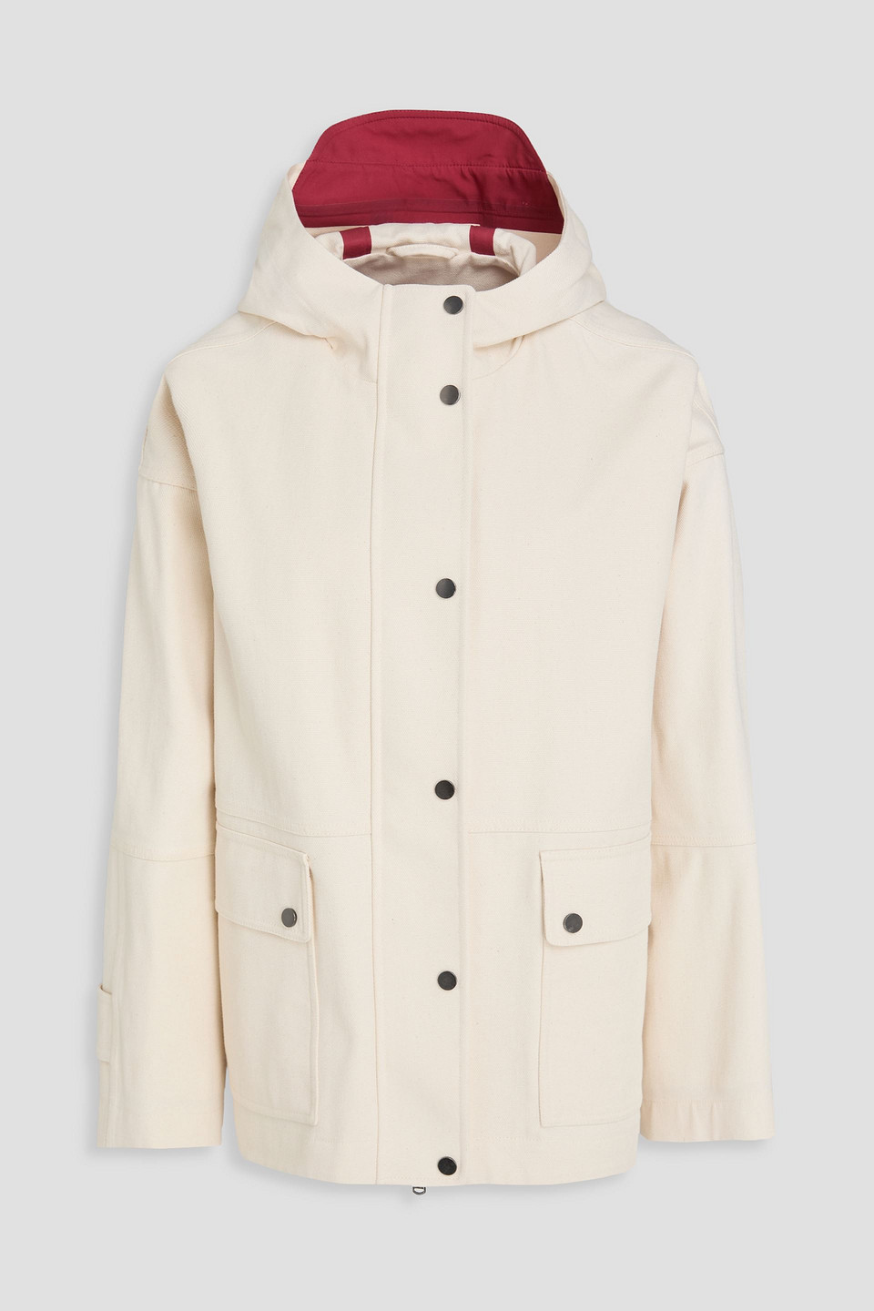 Brunello Cucinelli Bead-embellished Cotton-canvas Hooded Jacket In White