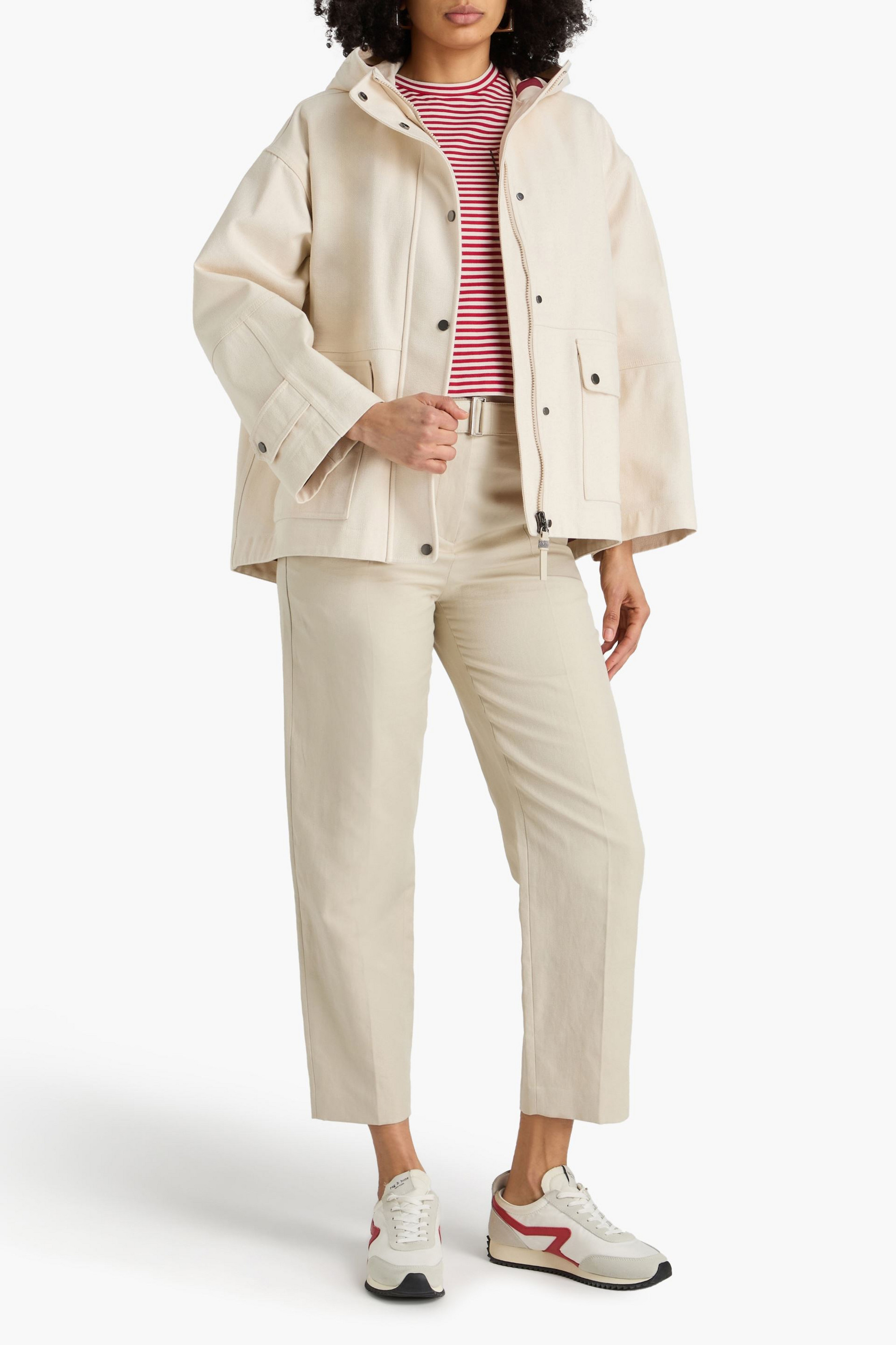 Brunello Cucinelli Bead-embellished cotton-canvas hooded jacket