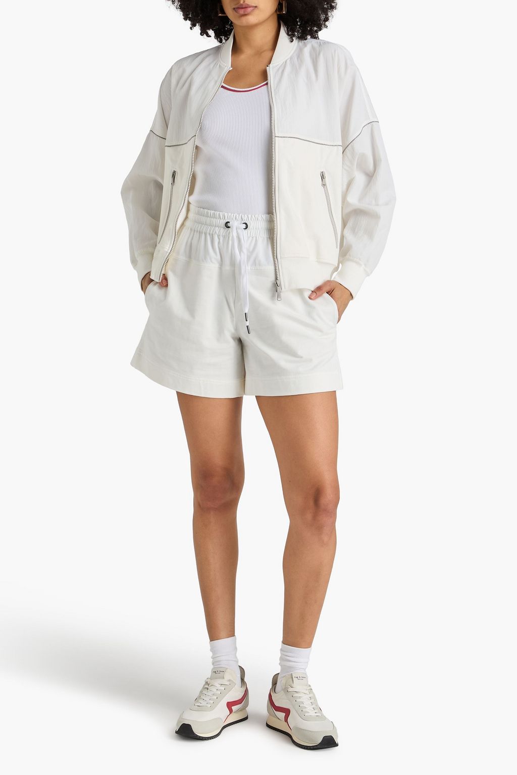 BRUNELLO CUCINELLI Shell-paneled French terry shorts | THE OUTNET
