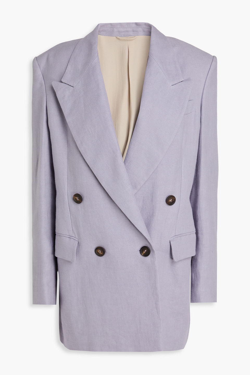 Brunello Cucinelli Double-breasted Linen And Hemp-blend Blazer In Purple