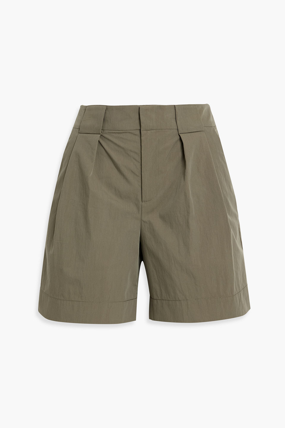 Proenza Schouler Tayla Pleated Cotton-blend Poplin Shorts In Green