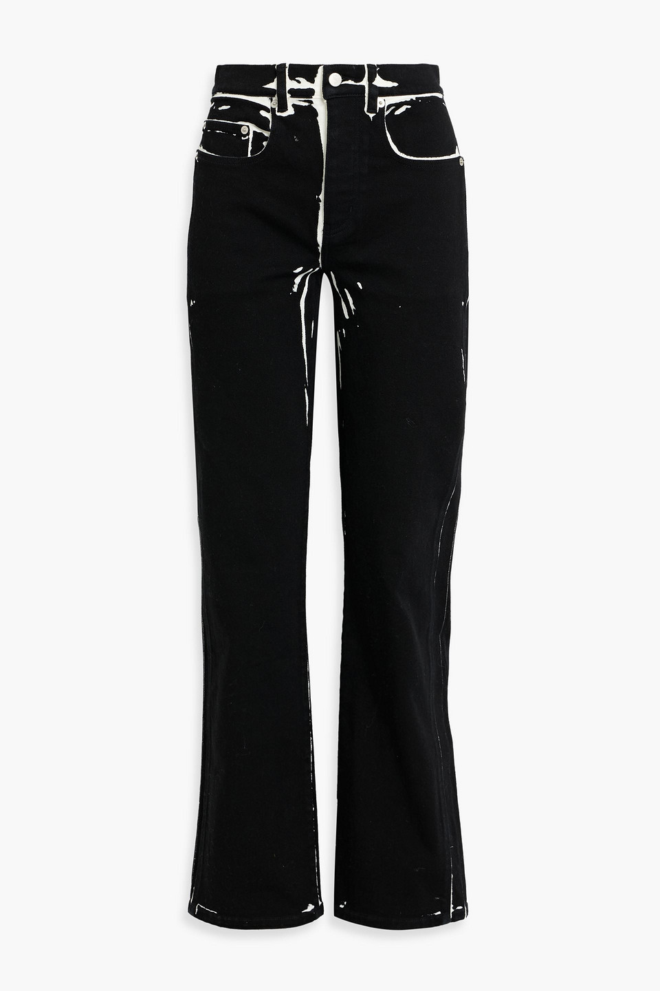 proenza schouler - ryman printed high-rise straight-leg jeans - black - 29