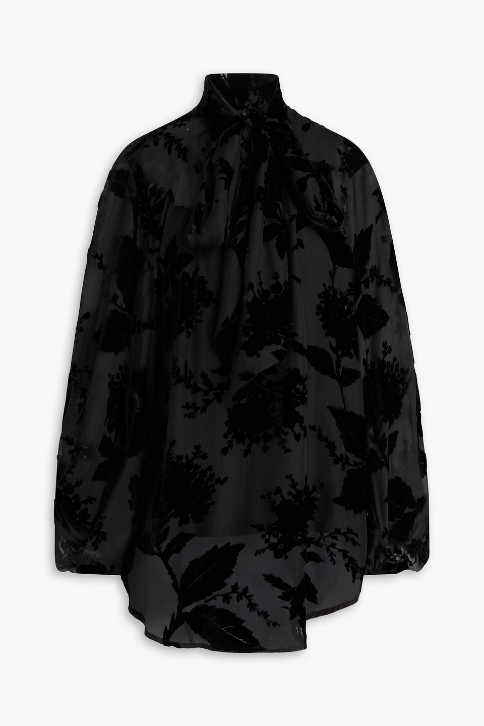 Zimmermann Pussy-bow Devoré-velvet Blouse In Black