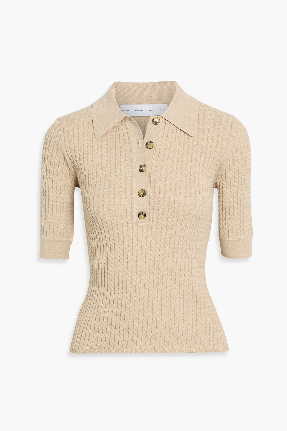 Proenza Schouler Sera Cable-knit Cotton-blend Polo Sweater In Brown