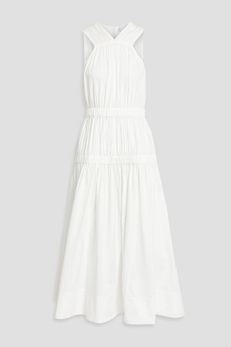 proenza schouler - libby tiered cotton-poplin midi dress - white - us 0
